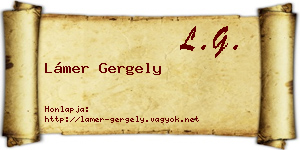 Lámer Gergely névjegykártya